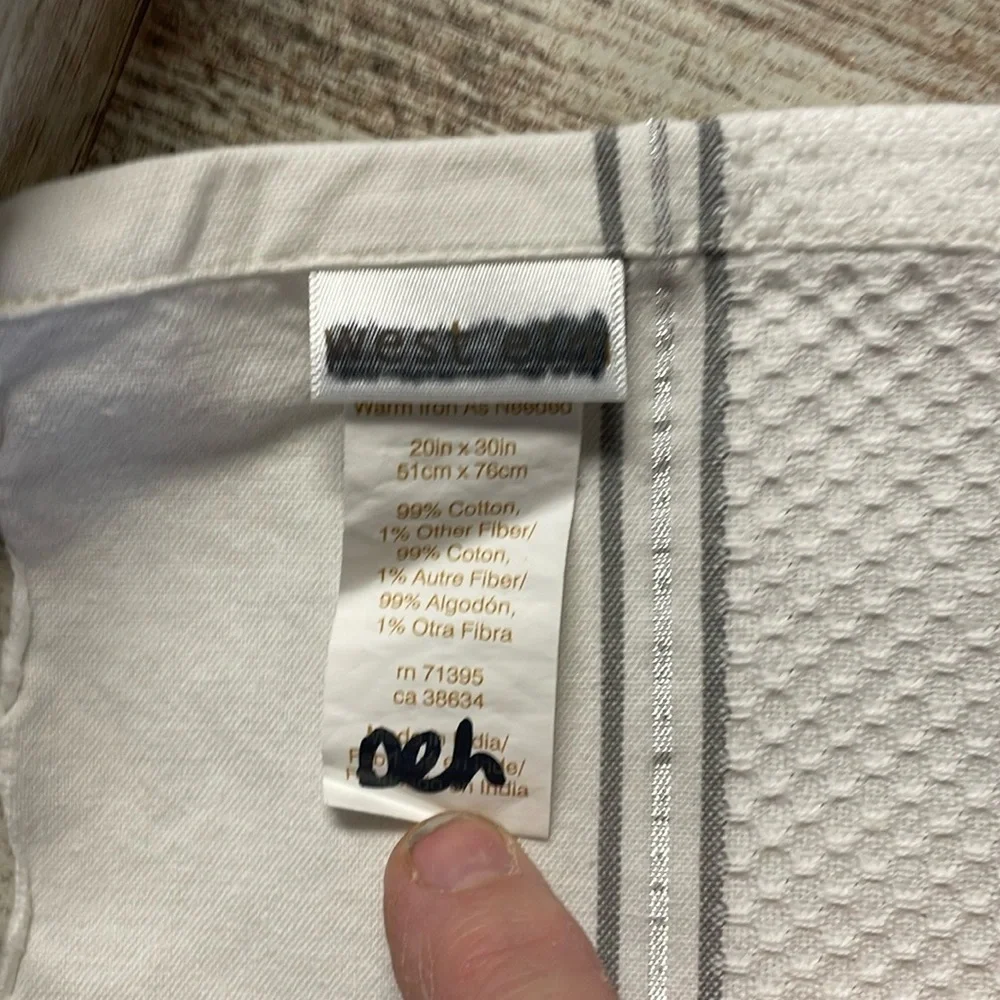 Off White and Black Hand Towel w/ Monogram B Design